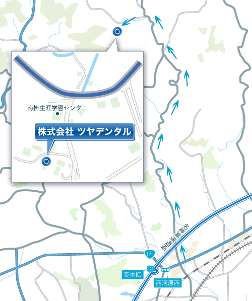 株式会社ツヤデンタルアクセスマップ〒621-0111京都府亀岡市東別院町南掛西ノ岡23-1